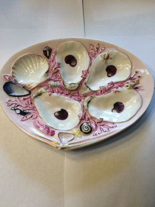 Antique Union Porcelain (UPW) Oyster Plate,  Clam Shape 2