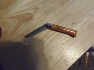 Vintage French Country Knife Made In France By Opinel With Wood Handle 3 3/4 In