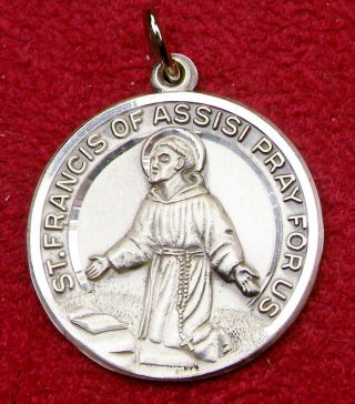 Carmelite Nuns Rare Vintage Sterling Silver Saint Francis Of Assisi Rosary Medal