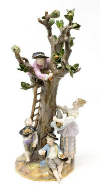 Meissen Porcelain Figural Group,  The Apple Pickers.