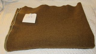 Vintage Us Army Wool Blanket Olive Green 54 " X 72 "