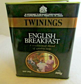 Vintage Twinings English Breakfast Tea Tin Empty Box Container 6” Tall