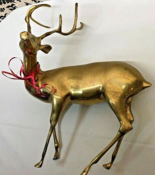 Brass Buck Deer 17” Figurine Statue Vintage Mid Century Rosenthal Netter Hollow 3