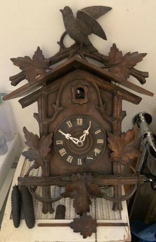 Big Antique Black Forest Cuckoo Wall Clock Movement Antique Vintage Victorian