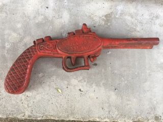 Rare Red Cast Iron American Bull Dog Boot Jack (gun/pistol)