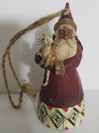 Jim Shore Enesco Santa Holding Kitty Cat Christmas Tree Ornament 4 " Inches