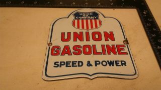 Old Vintage Union Gasoline Oils Porcelain Sign Gas Station Pump Plate Dealerahip