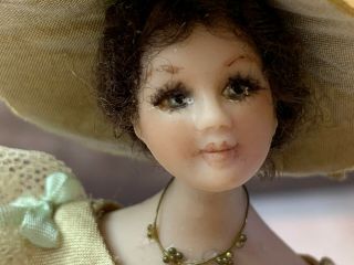 VINTAGE Miniature Dollhouse UK Artisan Porcelain Victorian Doll REAL EYELASHES 2