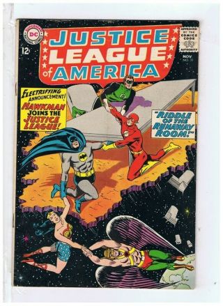 Dc Comics Justice League Of America 31 Fine,  1964 - Hawkman Joins