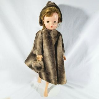 Vintage Madame Alexander Cissy 20 Inch Doll Faux Fur Coat Muff And Hat Labeled