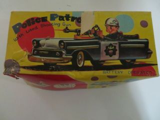 Vintage Marx Tin Battery Operated Police Car With Lighted Shooting Gun