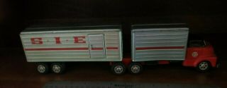 Vintage Sss 1950s Tin Friction Semi With Double Trailers Made In Japan 15 " X4 "