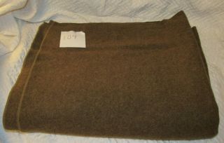 Vintage Us Army Wool Blanket Olive Green 62 " X 77 "