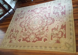 Authentic Vintage Needlepoint French Aubusson Rug Dining Room Library 7.  5 X 9.  5