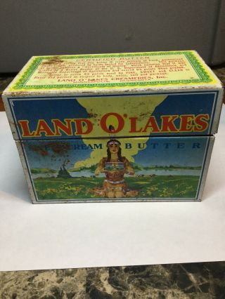 Vintage Ohio Art Metal Container Land O’ Lakes Sweet Cream Butter 5” L X 3.  5”h