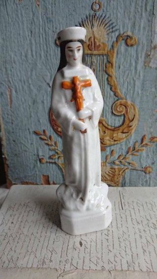 Antique French Porcelain Religious Figure Saint Statue Late 1800s