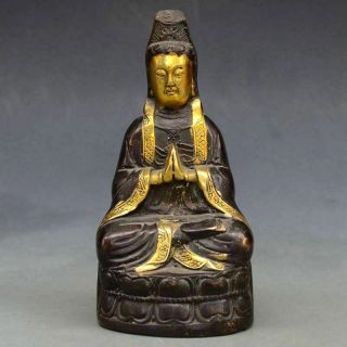 Ancient Chinese Bronze Gildedkwan - Yin Buddha Statue Qianlong Mark