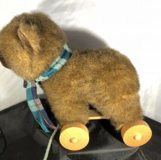Vintage Applause Wallace Berrie Nostalgic Teddy Bear On Wheels Pull Toy 1986 2