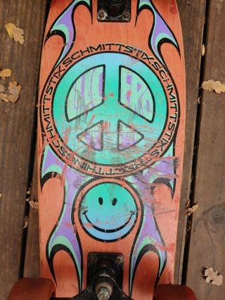 1980s Schmitt Stix John Lucero rare vintage skateboard deck Smiley Face peace 2