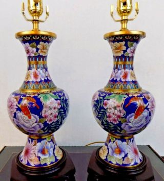 28 " Chinese Cloisonne Vase Lamps Japanese Asian Oriental Porcelain