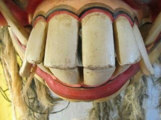 Vtg 1970 ' s Bali Hand Carved Wood Hinged Jaw Mask for Halloween 3