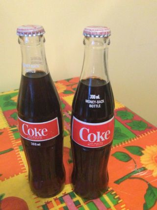 Coca cola Canada 1970`s full Coke bottle pair 2