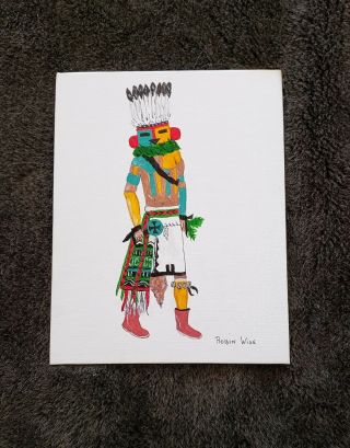 Native American Painting Hopi Kachina,  Wild Spinach Spirit Of Plant