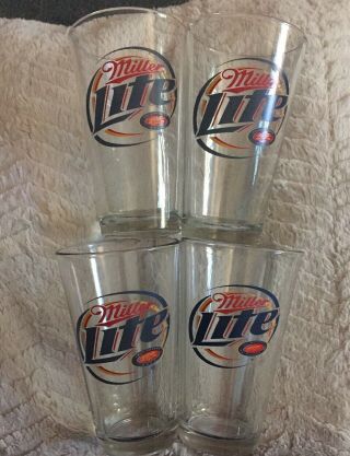Miller Lite Set Of 4 Pint Glass