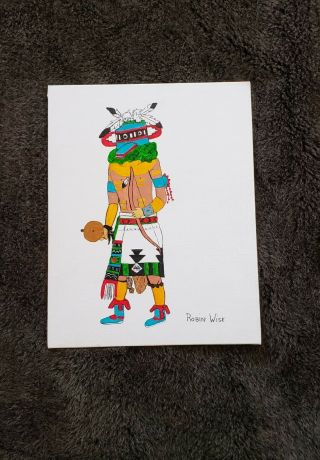 Native American Painting Hopi Kachina,  Crazy Rattle