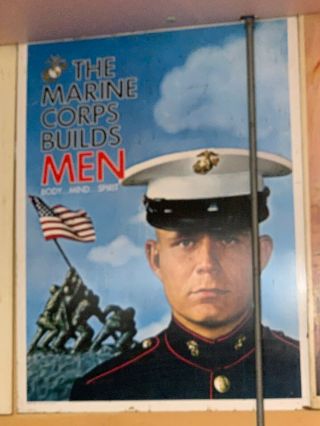 Vintage Vietnam War Era Us Marine Corps Military Metal Recruiting Poster 1967