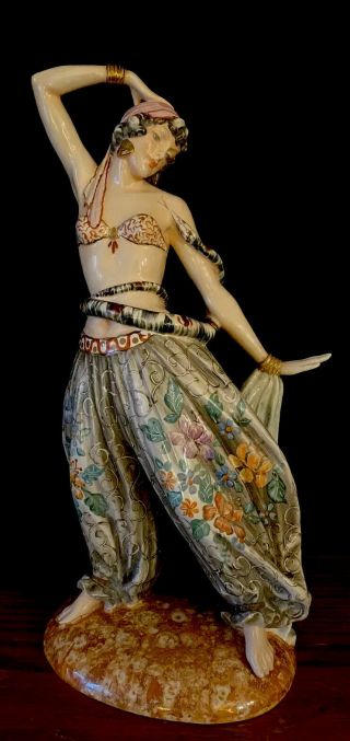 Antique Italian Art Deco Lenci Era Victor Bertolotti Ceramic Figurine Of Dancer