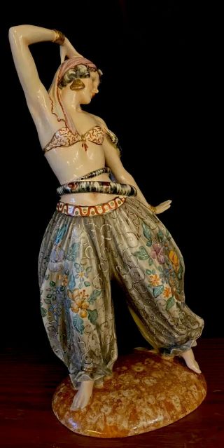 Antique Italian Art Deco Lenci Era Victor Bertolotti Ceramic Figurine Of Dancer 2