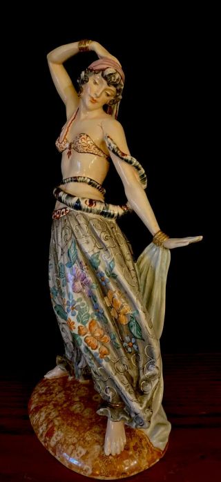 Antique Italian Art Deco Lenci Era Victor Bertolotti Ceramic Figurine Of Dancer 3