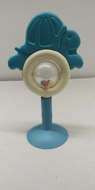 Vintage 1979 Playskool Baby Toy Stay Put Suction Cup Rattle Turtle Teether