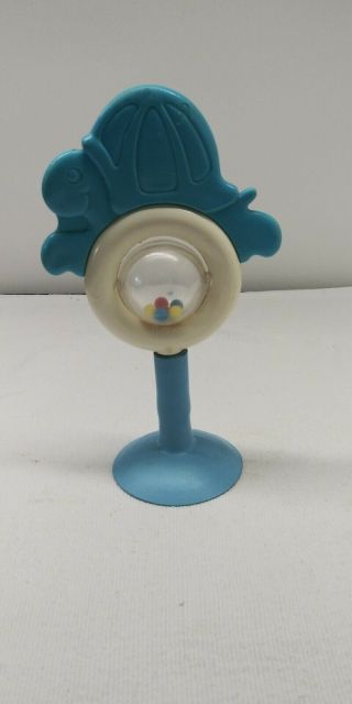 VINTAGE 1979 PLAYSKOOL BABY TOY Stay Put Suction Cup Rattle Turtle Teether 3