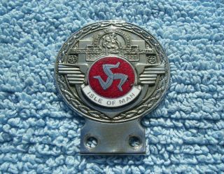 Vintage 1960s Isle Of Man Car Bumper Badge - St.  Christopher Motorcycle Tt Emblem