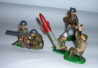 5 Vintage Barclay Manoil Lead Wwii Toy Soldiers