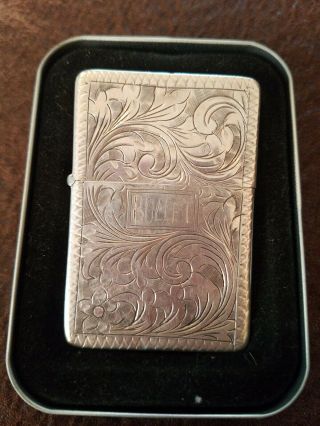 Vintage Textured Sterling Silver Lighter With Zippo Insert K