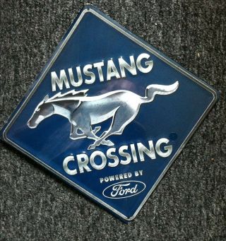 Ford Mustang Crossing Sign Tin Embossed Sign 9.  5 "
