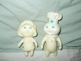Vintage 1971 Pillsbury Dough Boy And 1972 Dough Girl Soft Rubber Dolls