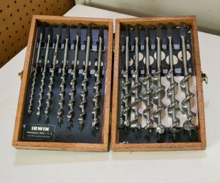 L5081 - Vintage Set Of 13 Irwin Auger Bits For Hand Brace,  ¼” To 1” Box