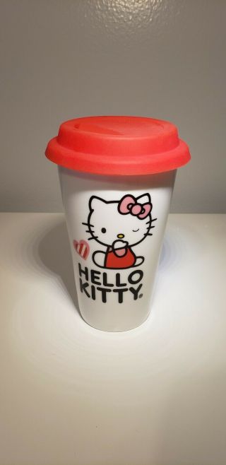 Collectible Hello Kitty Ceramic Coffee Mug With Rubber Lid -