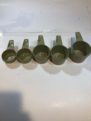 Vintage Tupperware Avocado Green Measuring Cups Set Of 5 Nesting 761