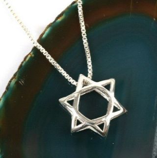 Star Of David Pendant Necklace 18 " Shema Israel,  Fit Men & Women Sterling Silver