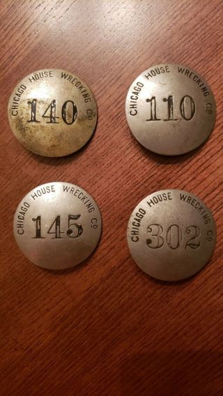 Antique/ Vintage Chicago House Wrecking Co Round Badges Fire Department