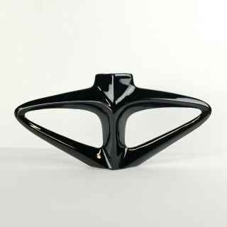 Mid Century Ikebana Vase Pottery Black Geometric Japan Toyo Modernist Vtg