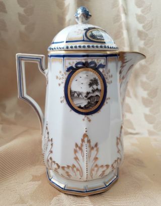 Antique Rare Beauty Nymphenburg Porcelain Pearl Or Kings Service Coffee Tea Pot