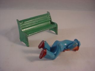 Barclay Manoil Metal Man Sitting on a Bench Toy Figure 3