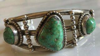 " Signed " Heavy Vintage Navajo Spiderweb Royston Turquoise & Sterling Row Cuff