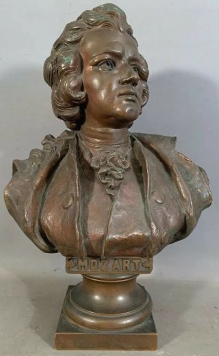 Vintage Sculpture K.  Kalma Bronze Bust Of Mozart Classical Music Composer Statue